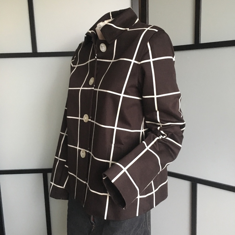 LAUREN Brown & White Window Pane Plaid Jacket